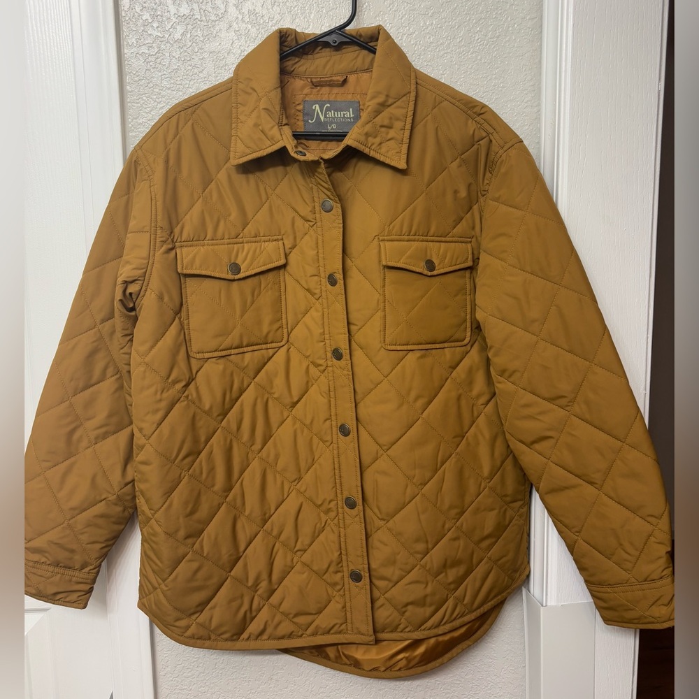 Natural Reflections puffer button down top